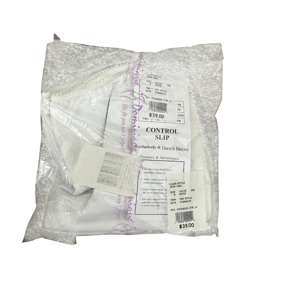 Dominique Control Slip Size M‎ White New Davids Bridal Shapewear 7218WHITE